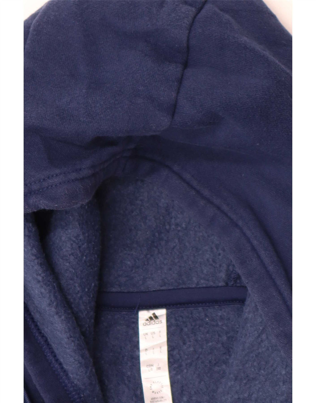Felpa con cappuccio da uomo Adidas Large in cotone blu navy