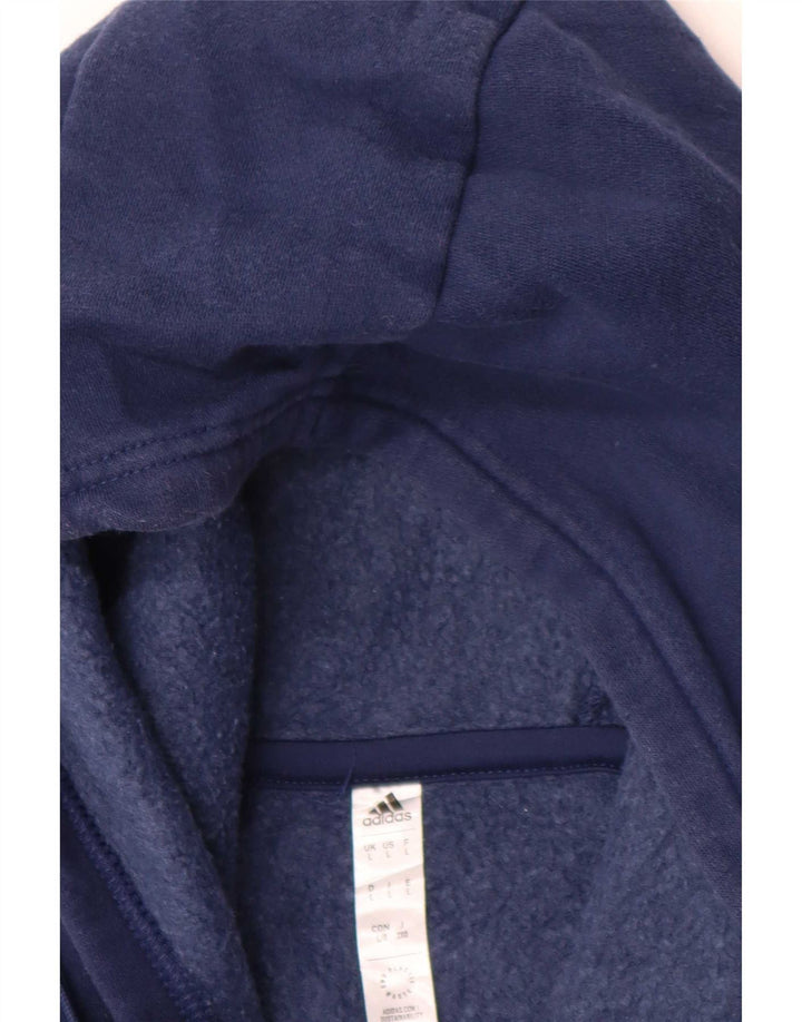 Felpa con cappuccio da uomo Adidas Large in cotone blu navy