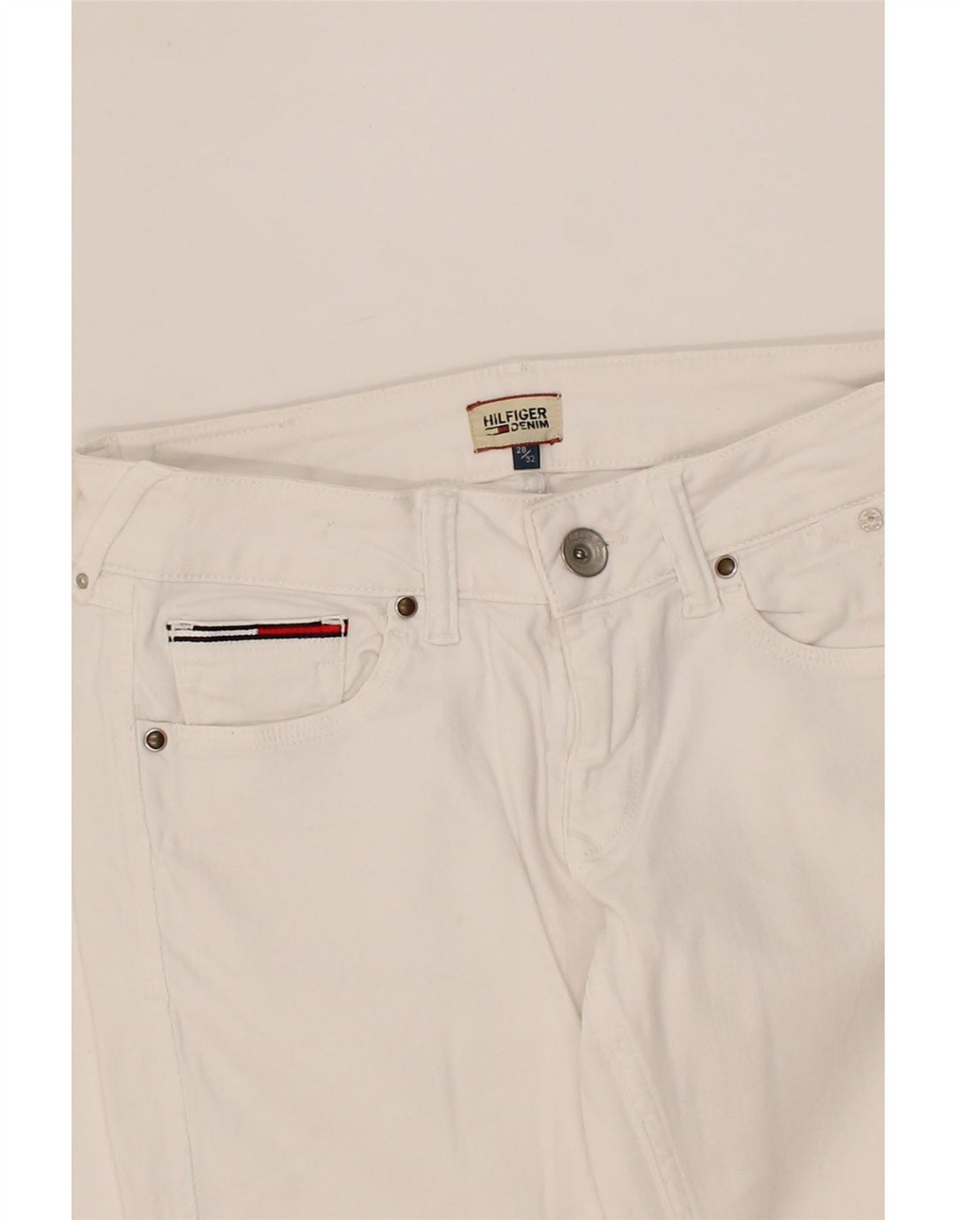 TOMMY HILFIGER Womens Slim Jeans W28 L28 White Cotton Vintage Tommy Hilfiger and Second-Hand Tommy Hilfiger from Messina Hembry 