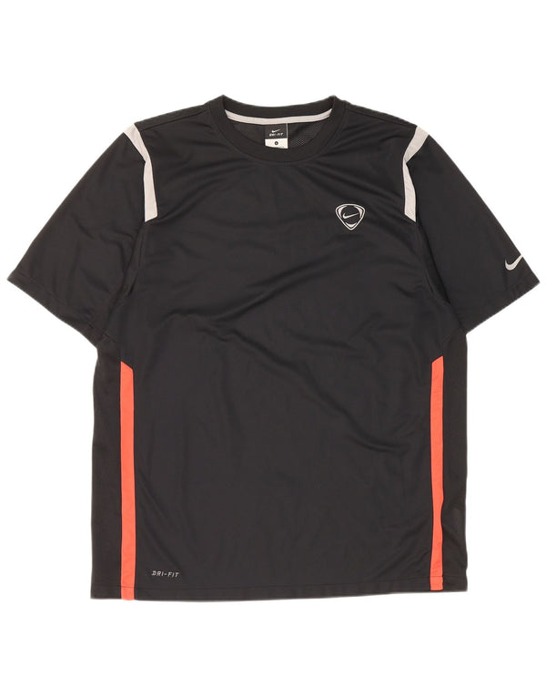 T-shirt da uomo Nike Dri Fit Top UK 42/44 Large Nero Colourblock Poliestere