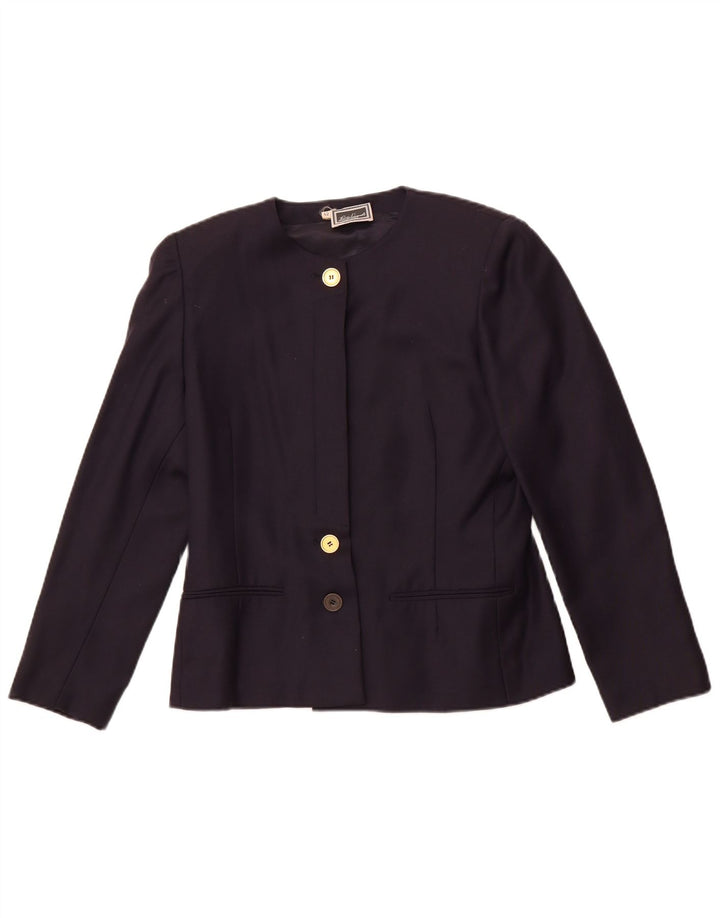 Luisa Spagnoli Giacca Blazer a 3 Bottoni Donna IT 42 Media Blu Navy Lana