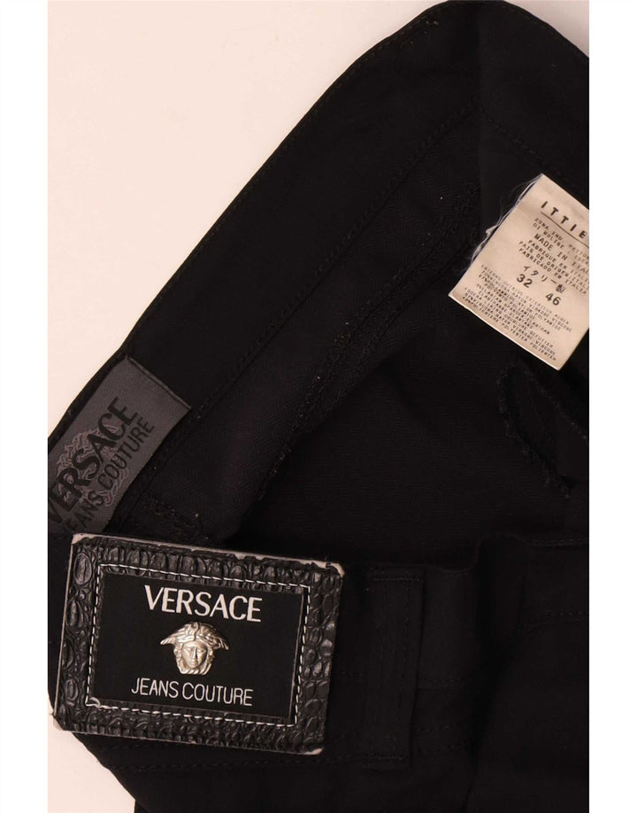 Pantaloni casual dritti da donna Versace W32 L31 neri in poliammide