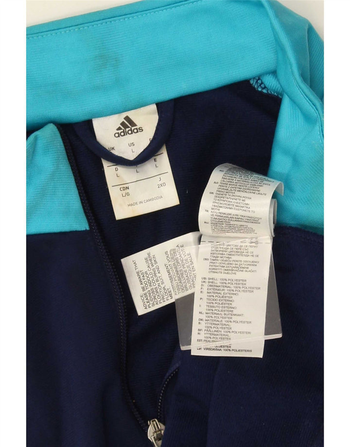 Giacca da ginnastica da uomo Adidas Large in poliestere color block blu navy