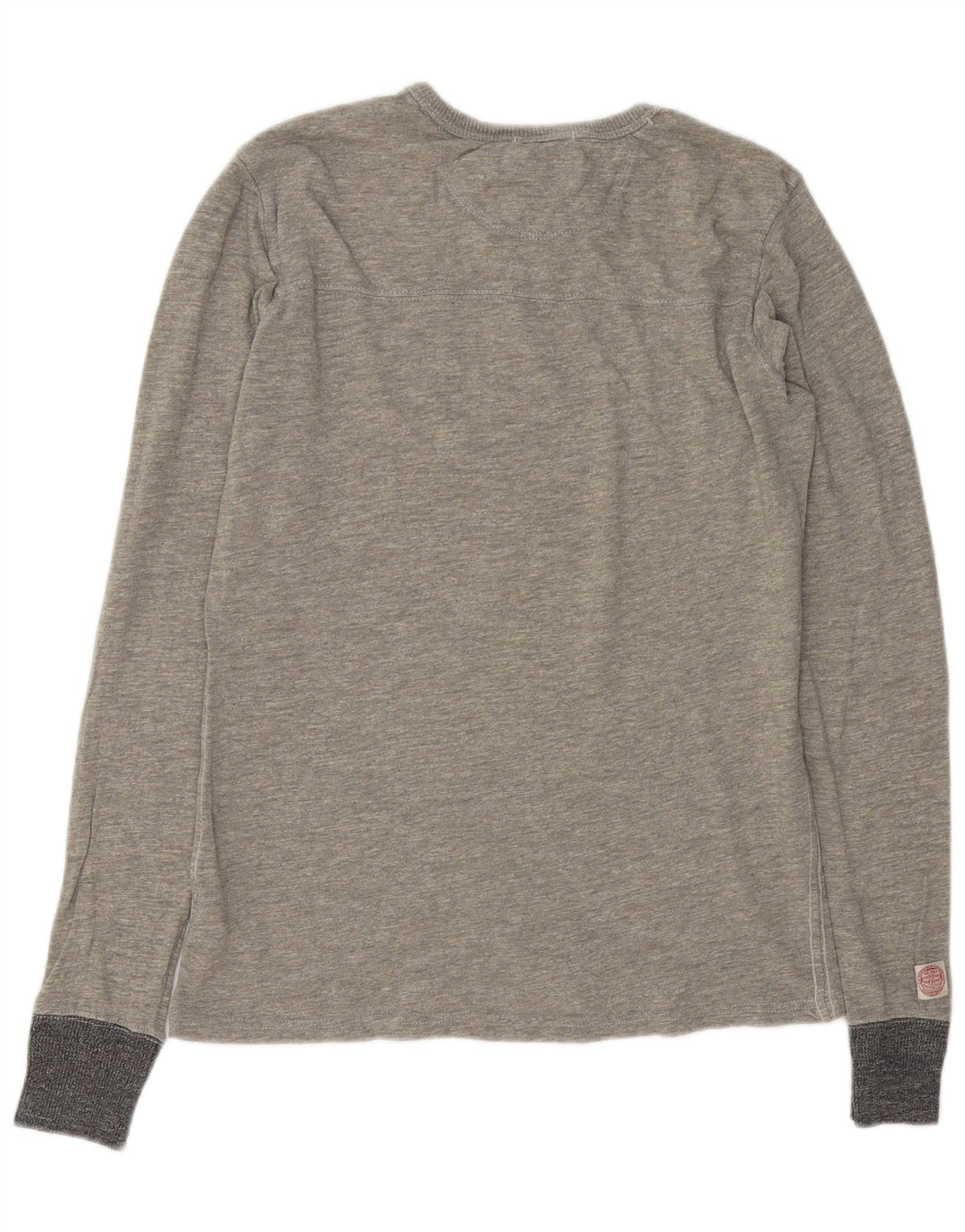 SUPERDRY Top grafico da uomo a maniche lunghe in cotone screziato grigio medio