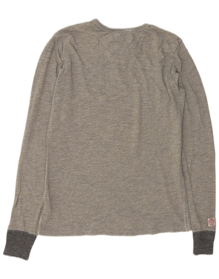 SUPERDRY Top grafico da uomo a maniche lunghe in cotone screziato grigio medio