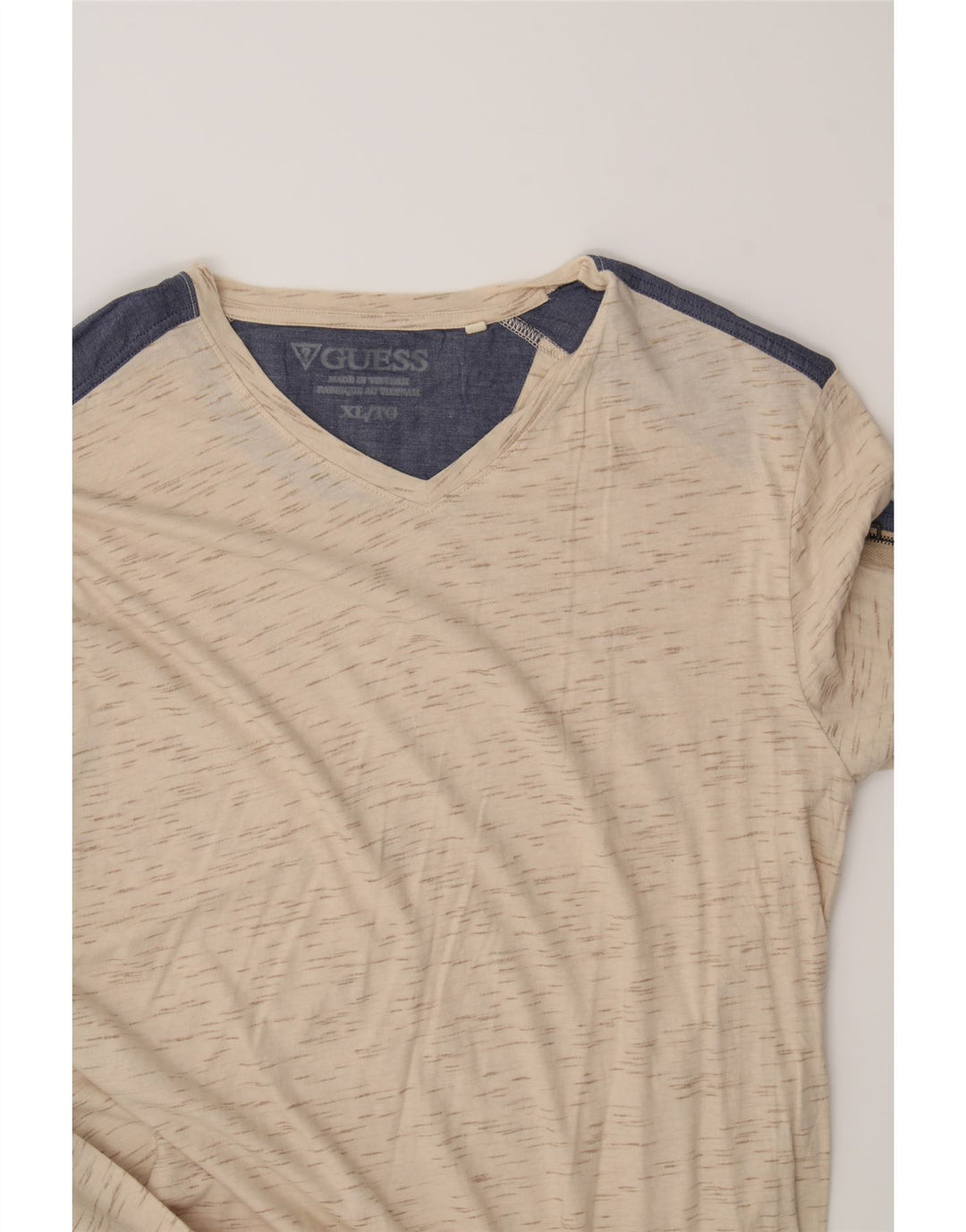 GUESS Mens Top Long Sleeve XL Beige Colourblock Cotton Vintage Guess and Second-Hand Guess from Messina Hembry 