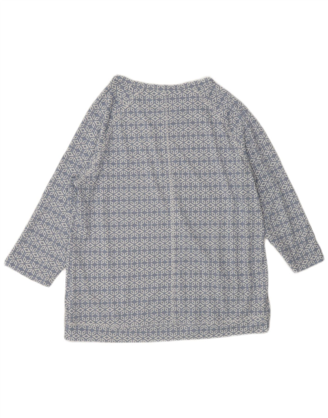 MARKS & SPENCER Top da donna manica 3/4 UK 12 Blu medio geometrico