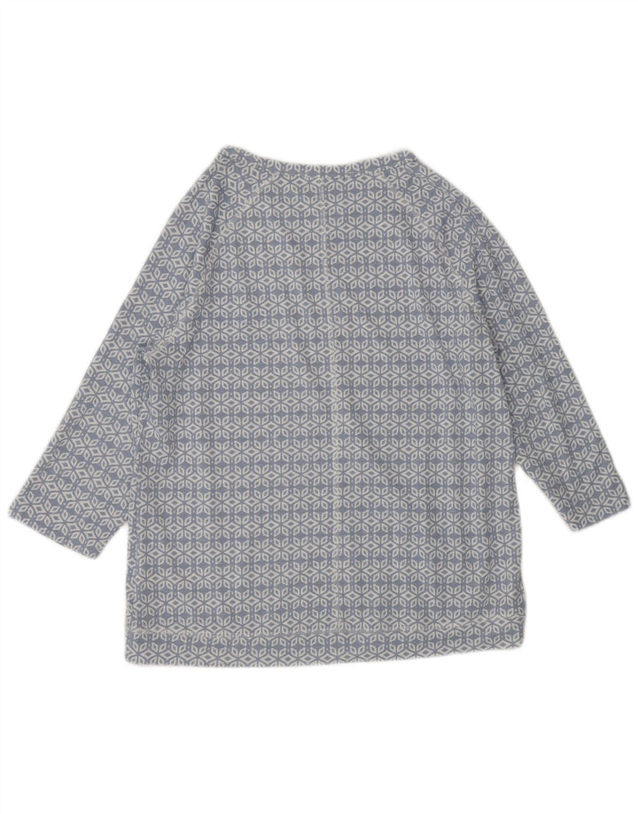 MARKS & SPENCER Top da donna manica 3/4 UK 12 Blu medio geometrico