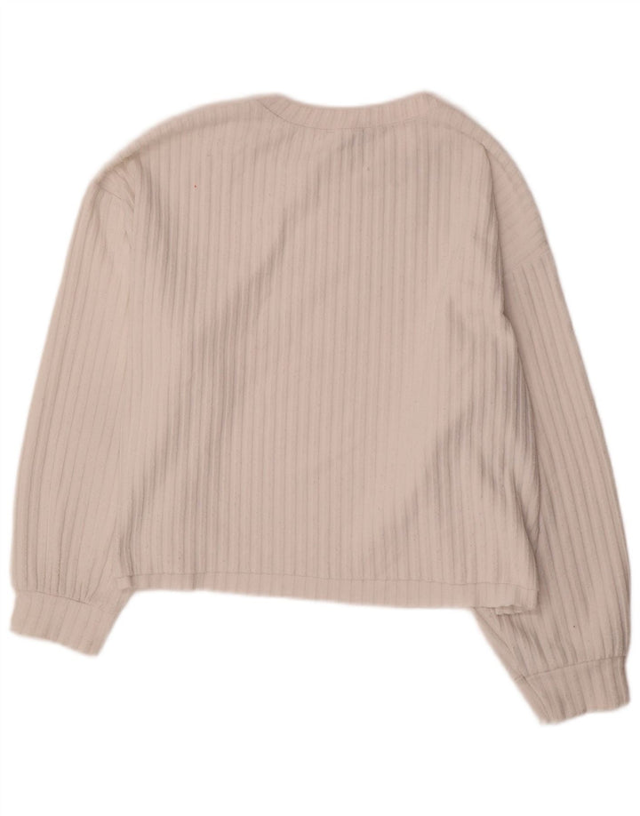 Zara Trafaluc Top oversize da donna a maniche lunghe UK 16 Large Poliestere bianco