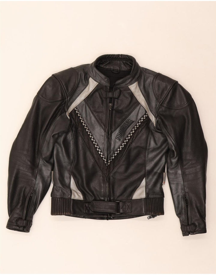 PROBIKER Womens Racer Jacket EU 38 Medium Black Colourblock Motorcycle Vintage Probiker and Second-Hand Probiker from Messina Hembry 