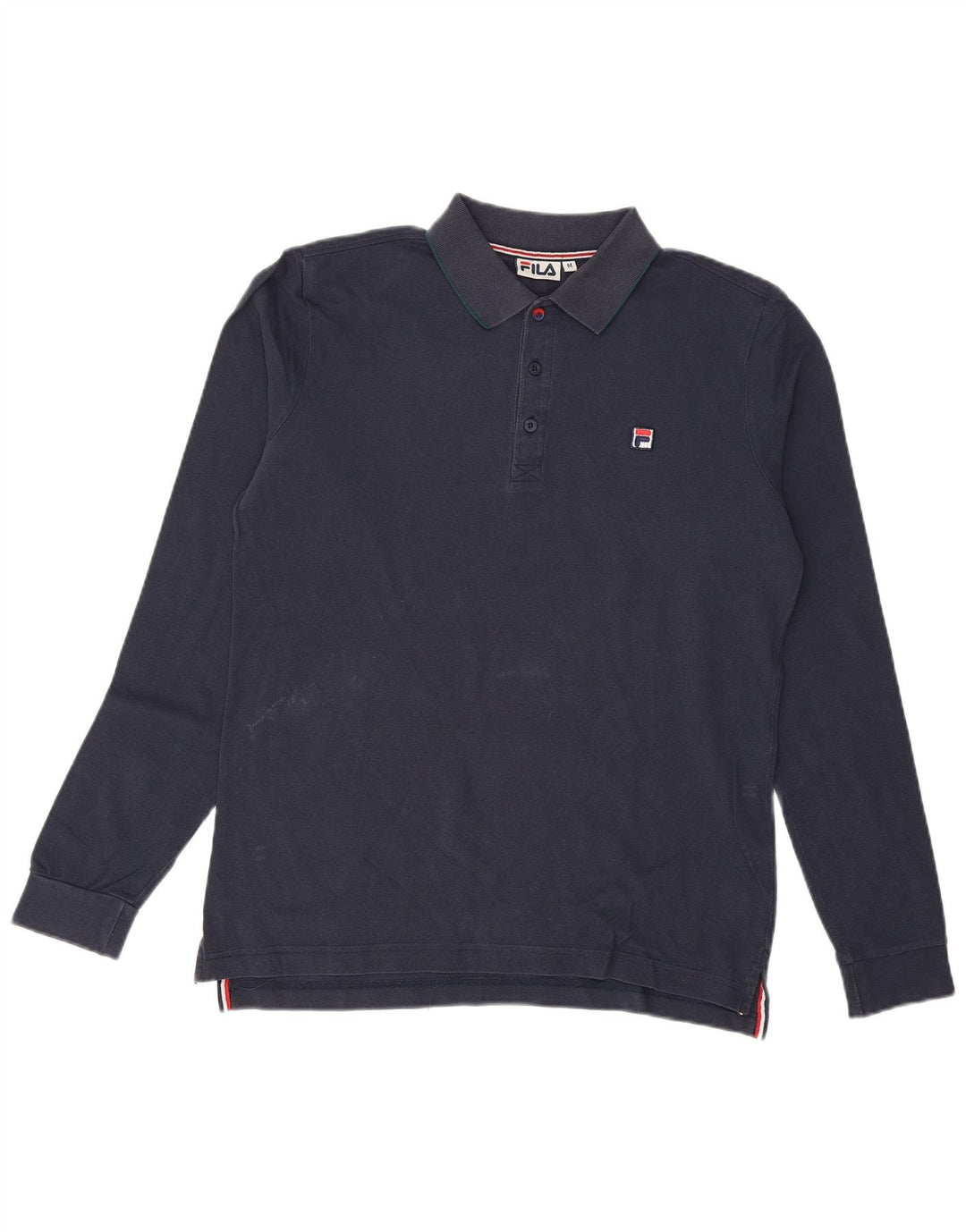 Polo da uomo a maniche lunghe FILA in cotone blu navy medio