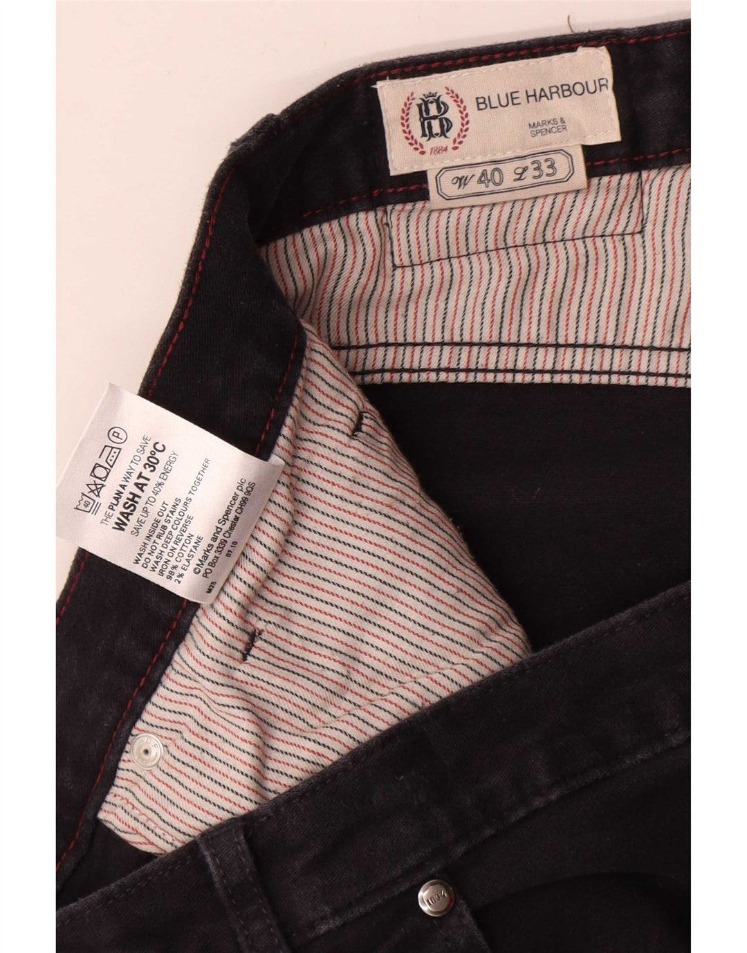 Pantaloni casual Marks & Spencer da uomo Blue Harbour W40 L33 Blu Navy