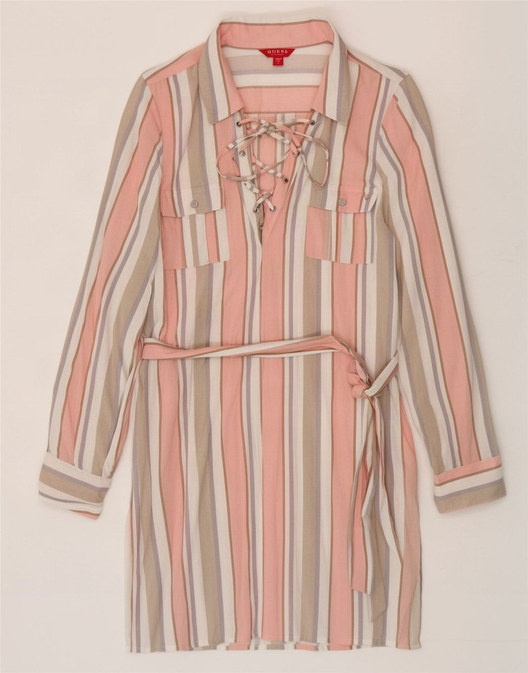 Abito camicia da donna Guess UK 12 Rayon a righe multicolore medio