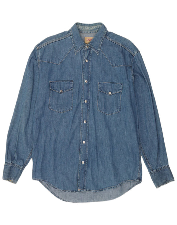 Camicia di jeans da uomo Sisley in cotone blu medio