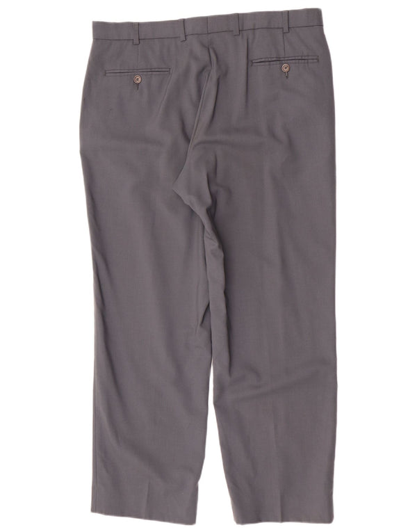 Pantaloni da abito dritti da uomo Marks & Spencer W36 L29 lana vergine grigia