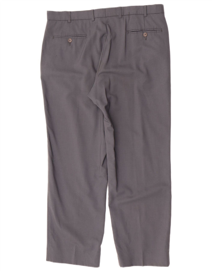 Pantaloni da abito dritti da uomo Marks & Spencer W36 L29 lana vergine grigia