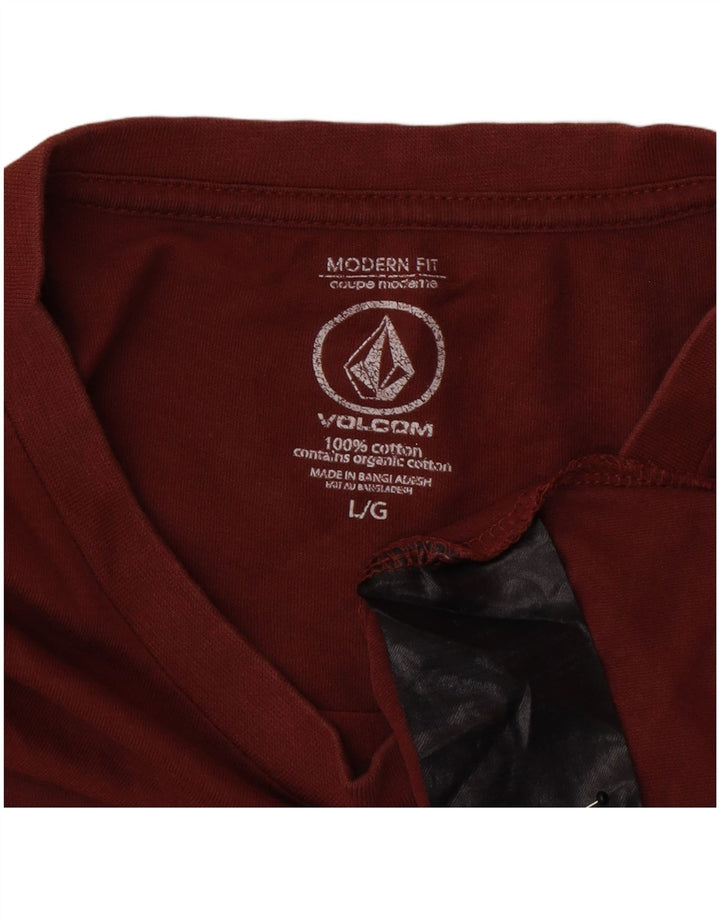 T-shirt da uomo Volcom Modern Fit, taglia grande, in cotone bordeaux