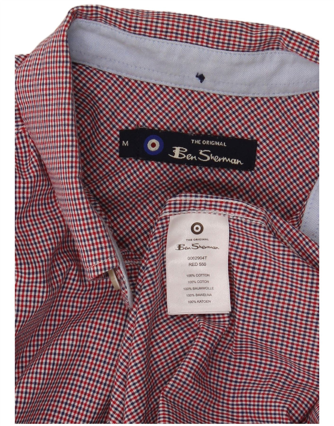 Camicia da uomo Ben Sherman in cotone a quadri rossi medi