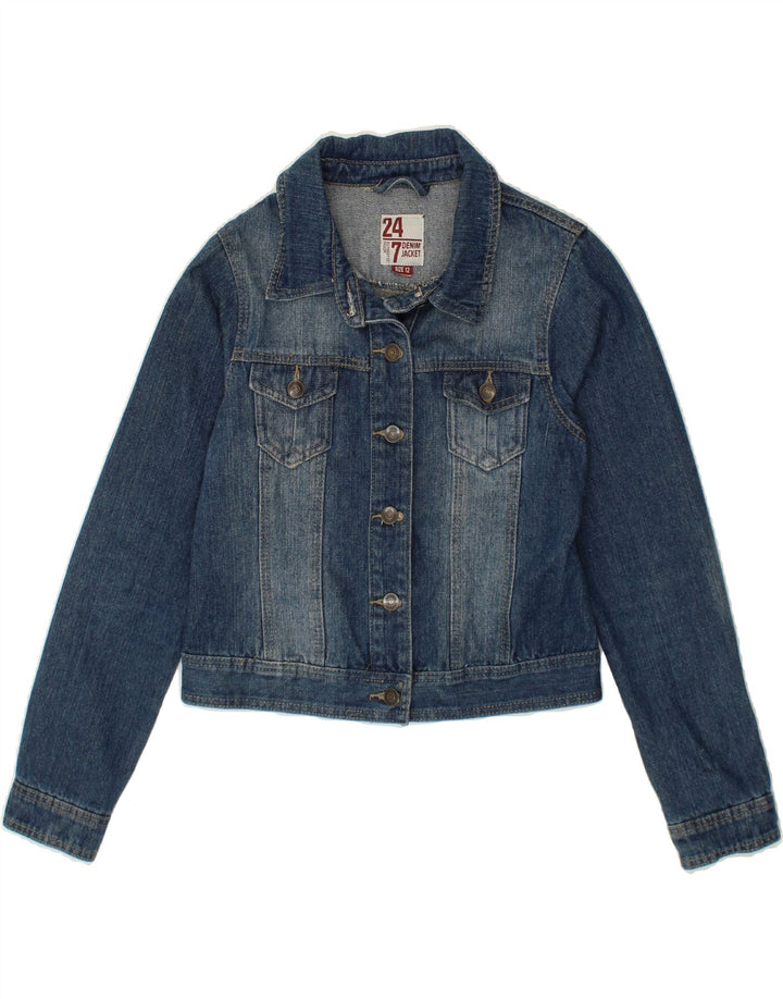 24-7 DENIM Womens Crop Denim Jacket UK 12 Medium Blue Cotton Vintage 24-7 Denim and Second-Hand 24-7 Denim from Messina Hembry 