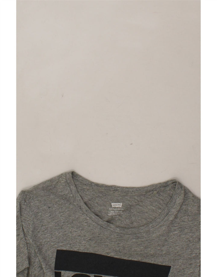 LEVI'S Womens Graphic T-Shirt Top UK 10 Small Grey Cotton Vintage Levi's and Second-Hand Levi's from Messina Hembry 