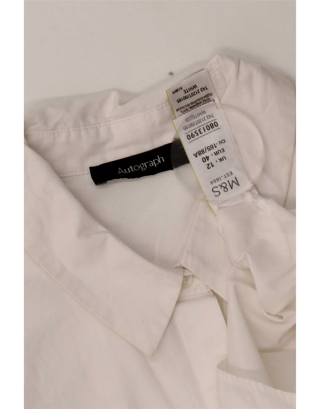 Marks & Spencer Camicia Autograph da donna Camicetta UK 12 Cotone bianco medio