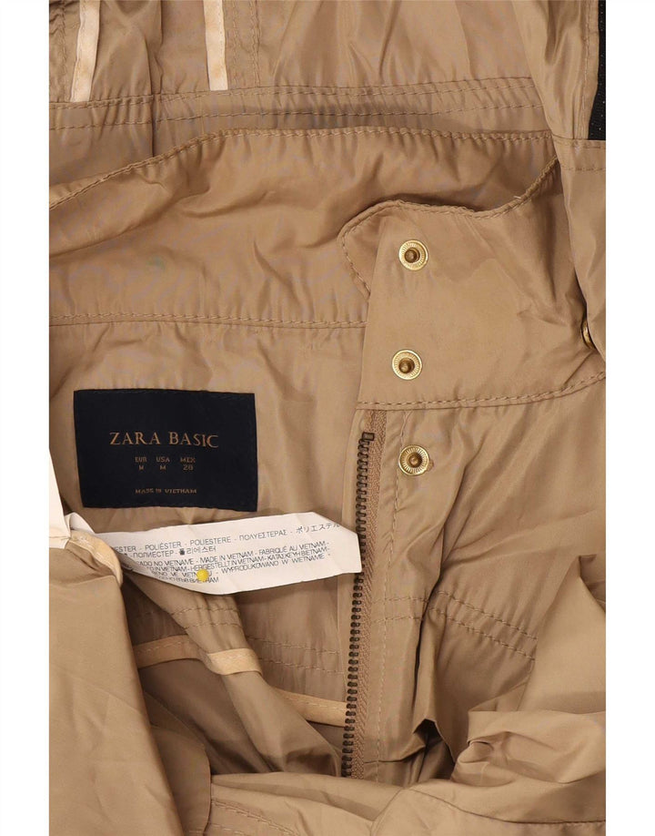 Giacca antipioggia con cappuccio da donna Zara UK 12 Poliestere beige medio