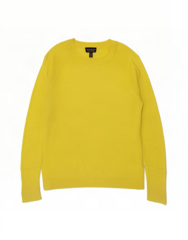 Maglione maglione girocollo oversize da donna Topshop UK 8 piccolo viscosa gialla