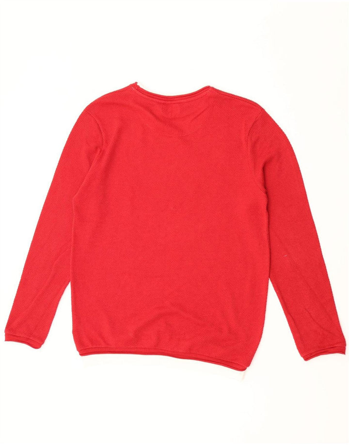 Maglione maglione girocollo da uomo Zara in cotone color block rosso medio