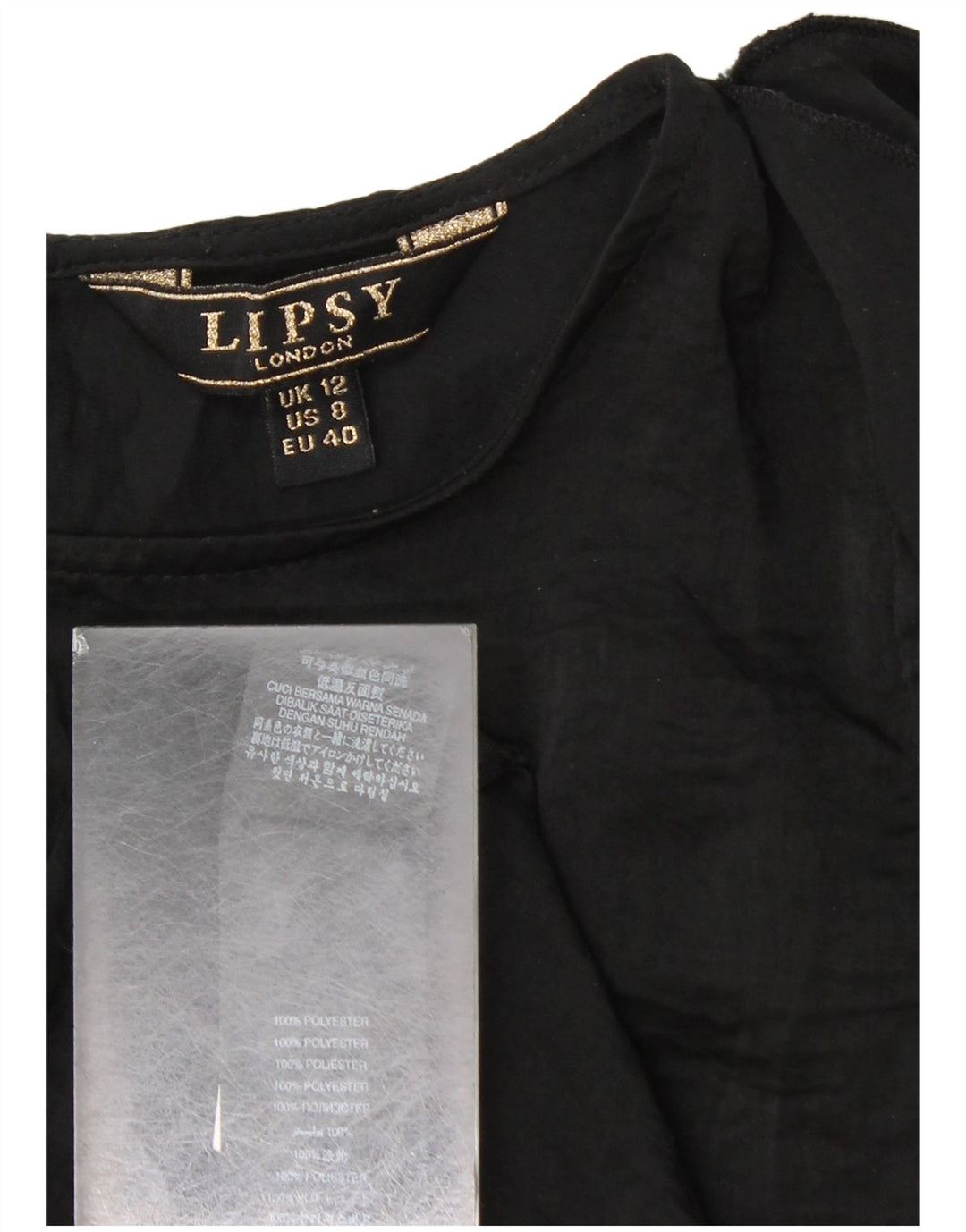 Camicetta a maniche lunghe da donna Lipsy Top UK 12 Poliestere nero medio