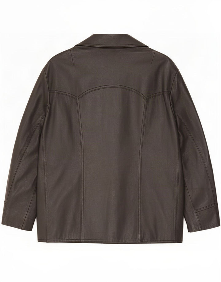 Giacca in pelle vintage da uomo UK 36 piccola nera