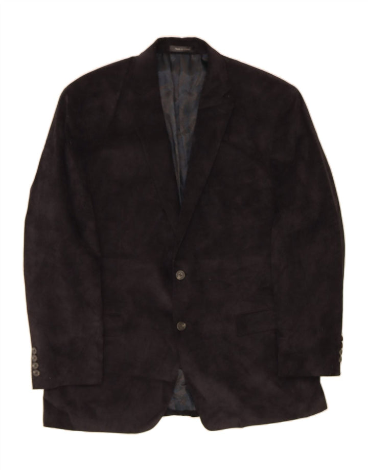 CHAPS Mens 2 Button Blazer Jacket UK 44 2XL Black Pinstripe Polyester Vintage Chaps and Second-Hand Chaps from Messina Hembry 