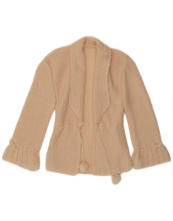 Maglione cardigan aperto da donna vintage UK 4 XS Rosa