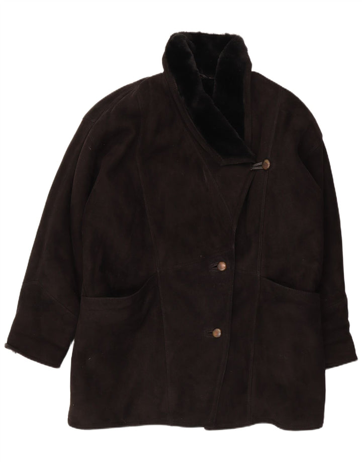Cappotto in shearling da donna dal taglio ampio Piccini IT 42 Shearling medio nero