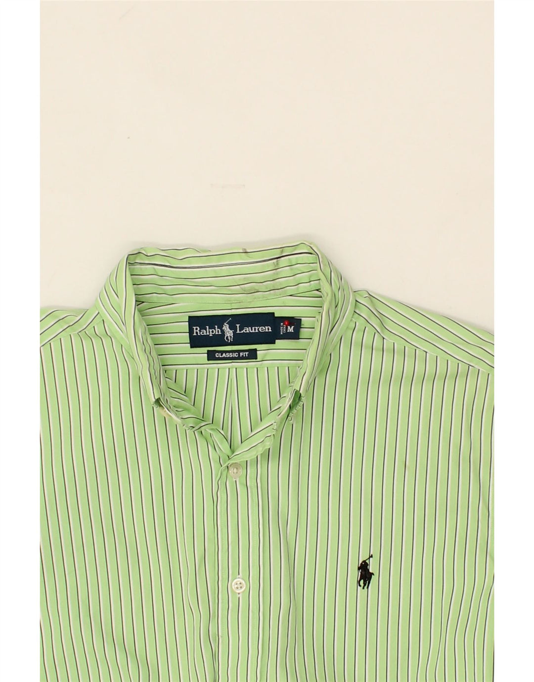 RALPH LAUREN Camicia da uomo vestibilità classica in cotone a righe verde medio