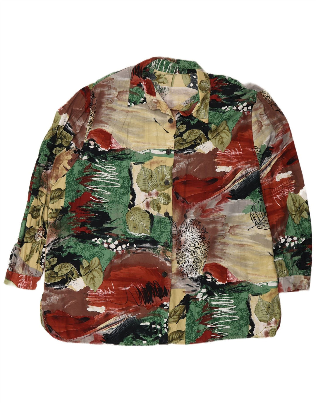 Camicia da donna vintage UK 16 grande floreale multicolore