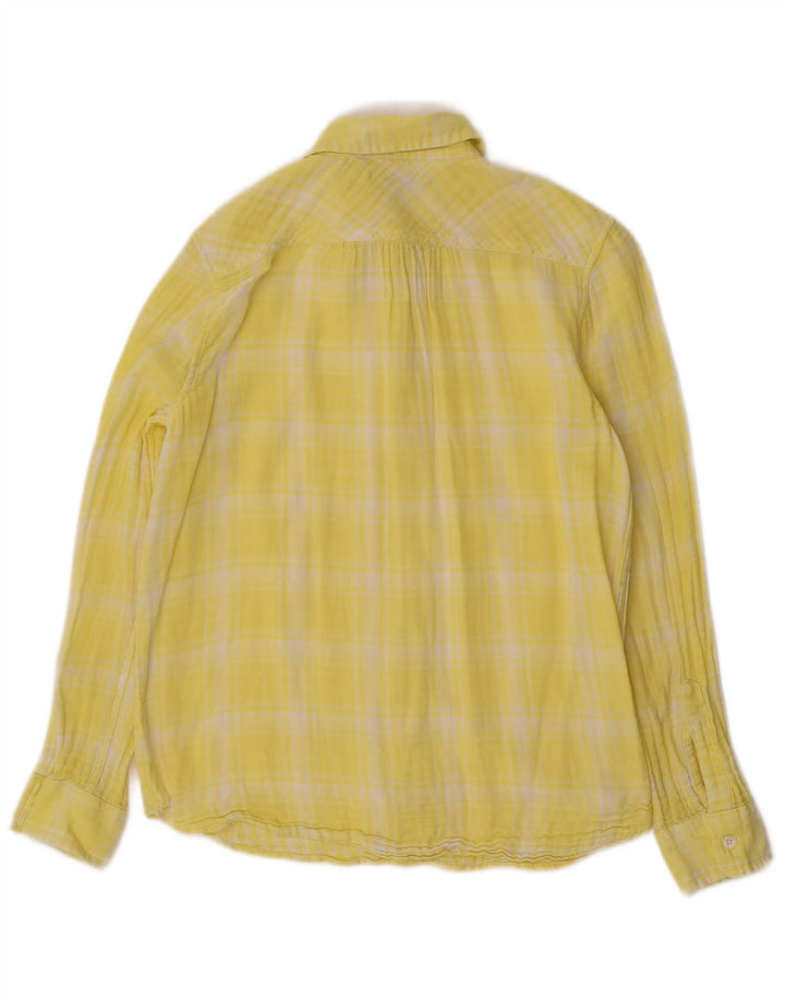 LANDS END Womens Shirt UK 14 Large Yellow Check