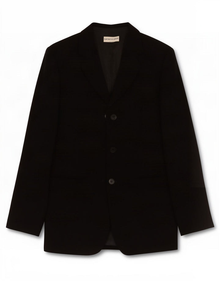Giacca blazer a 3 bottoni da donna Emporio Armani IT 40 piccola in poliestere nero