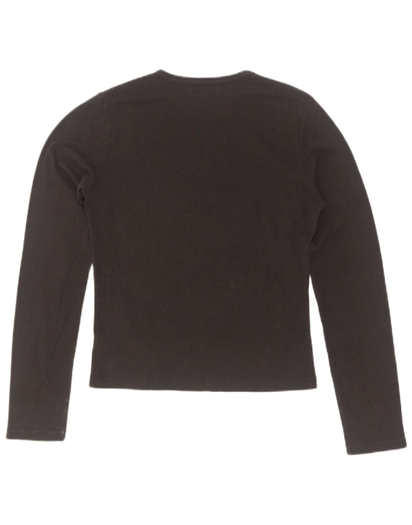 Top corto da donna Onyx manica lunga UK 14 grande cotone nero