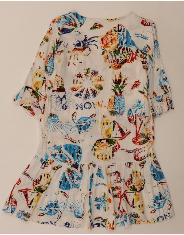 Desigual Womens Graphic A-Line Dress UK 10 Small White Animal Print Viscosa