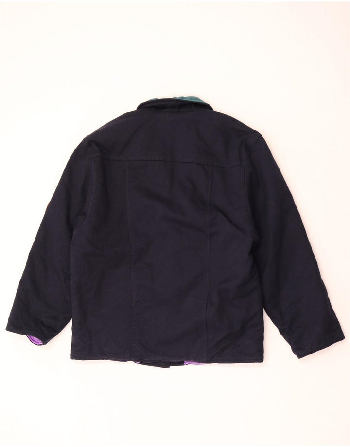 Giacca blazer vintage da donna a 2 bottoni IT 44 color block blu navy medio