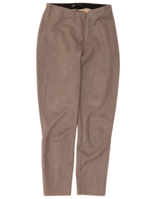 Pantaloni casual affusolati da donna Zara piccoli W26 L26 pied de poule beige