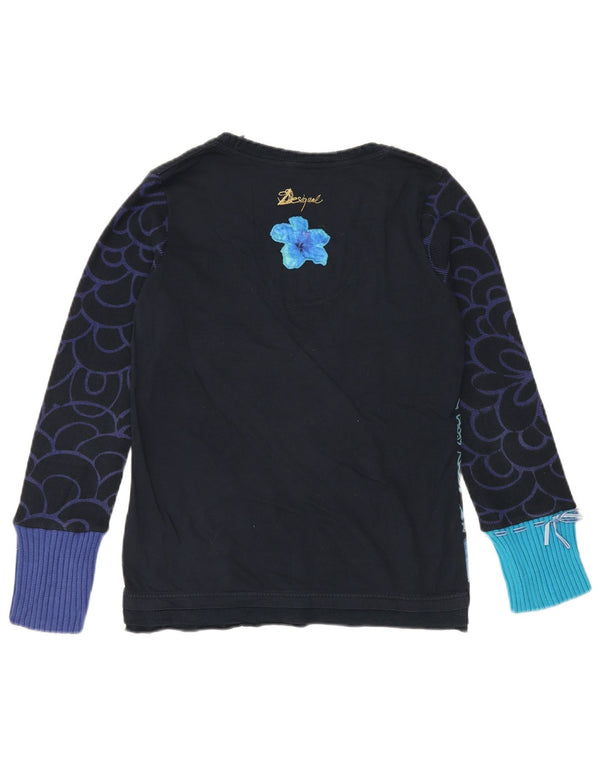 Desigual maglione da donna con scollo a barca con grafica UK 14 grande nero floreale