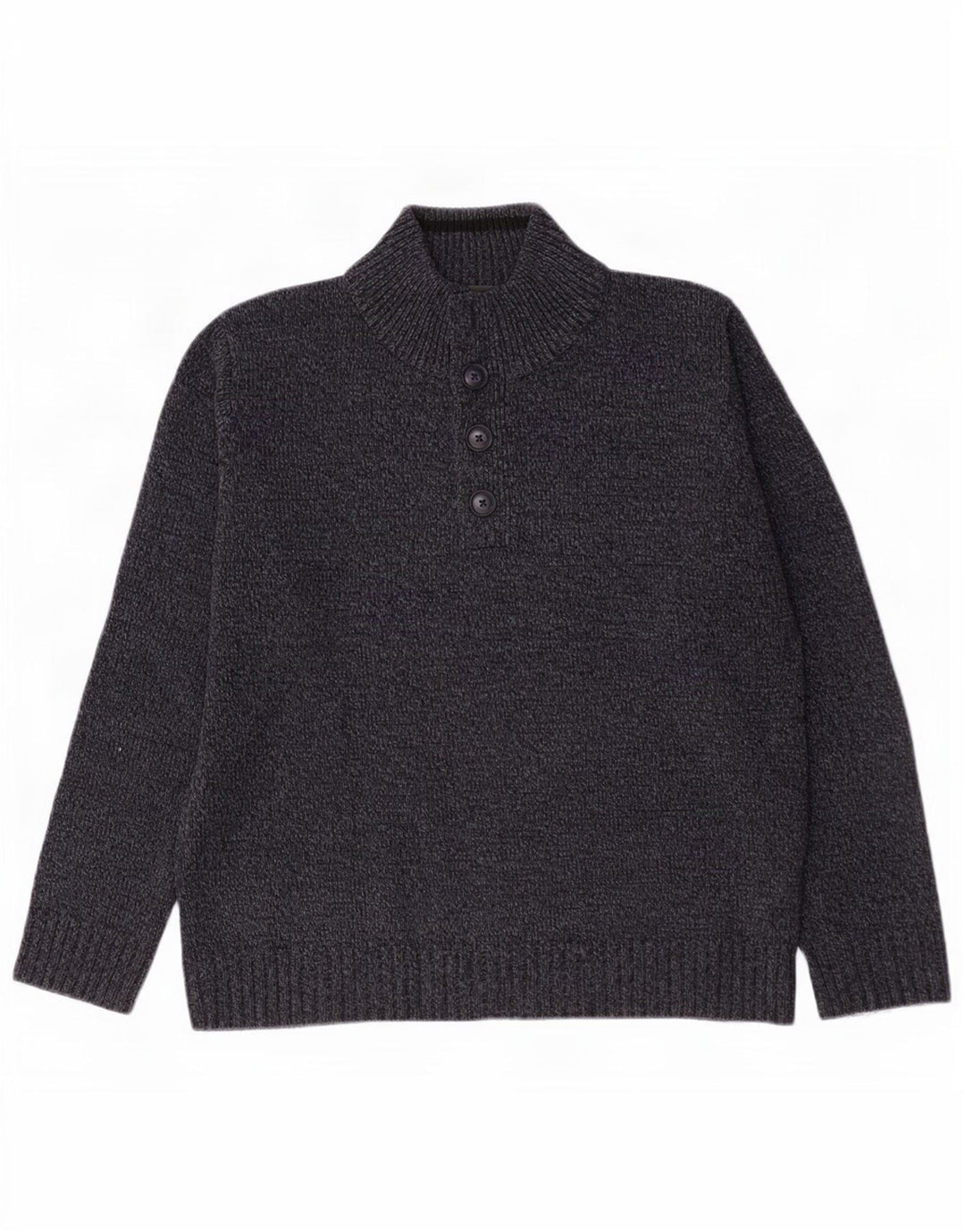 Maglione da uomo Marks & Spencer con bottoni e collo medio blu navy screziato