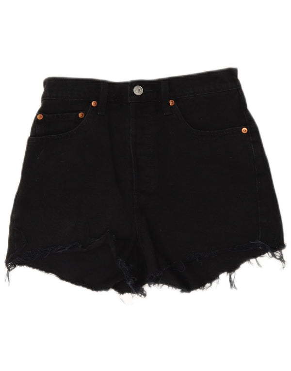 Pantaloncini di jeans invecchiati Levi's da donna W27 piccoli in cotone nero
