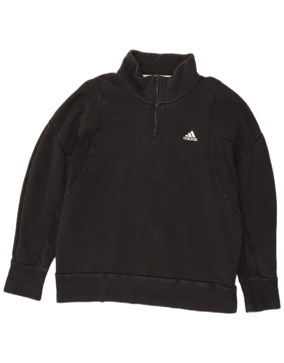 Felpa Adidas da uomo con zip e collo, maglione grande, cotone nero