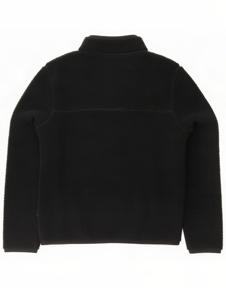 Fat Face Maglione in pile da uomo con bottoni e collo grande Nero Poliestere