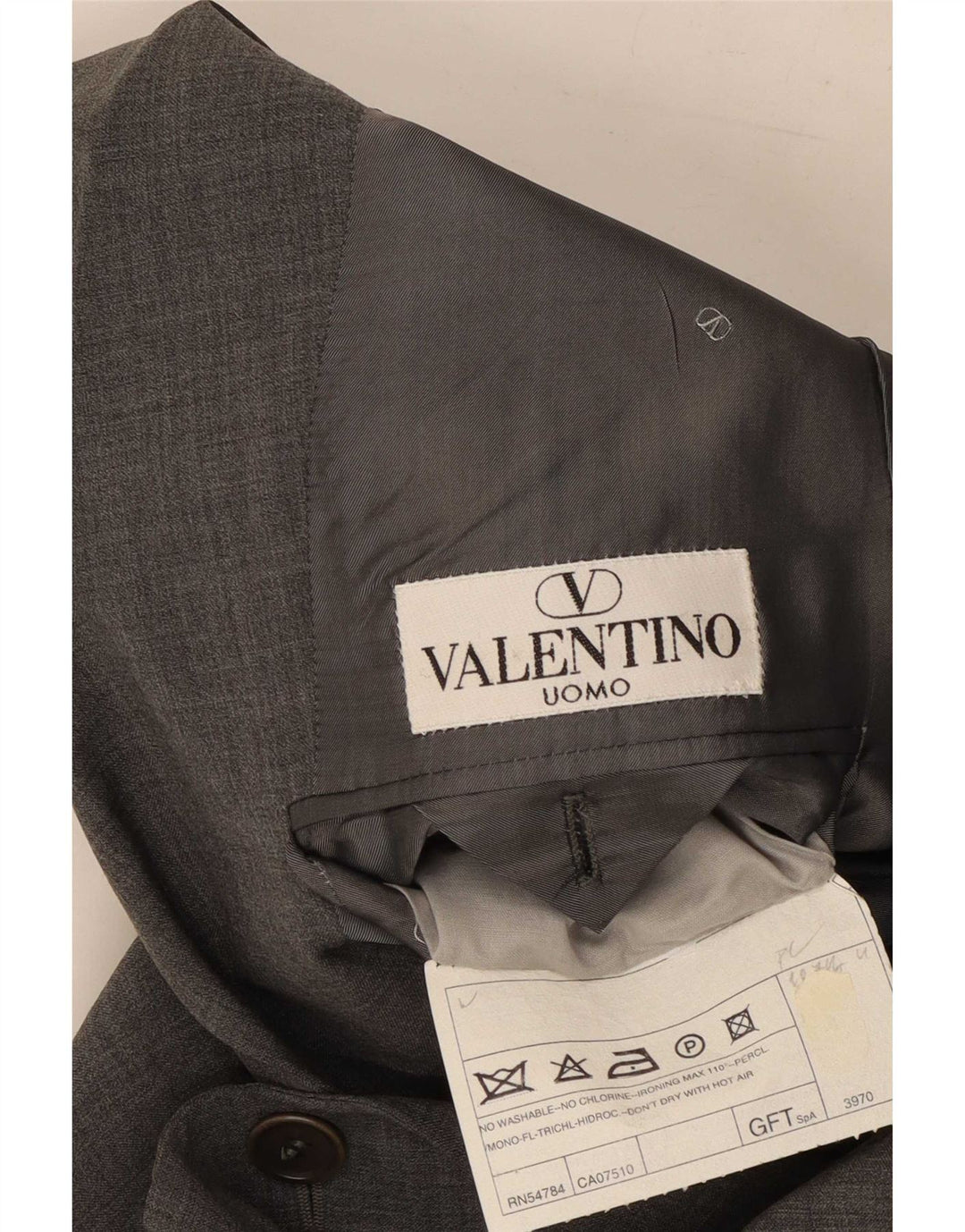 Valentino Abito Uomo 3 Bottoni 2 Pezzi IT 48 Medio W30 L31 Lana Grigia