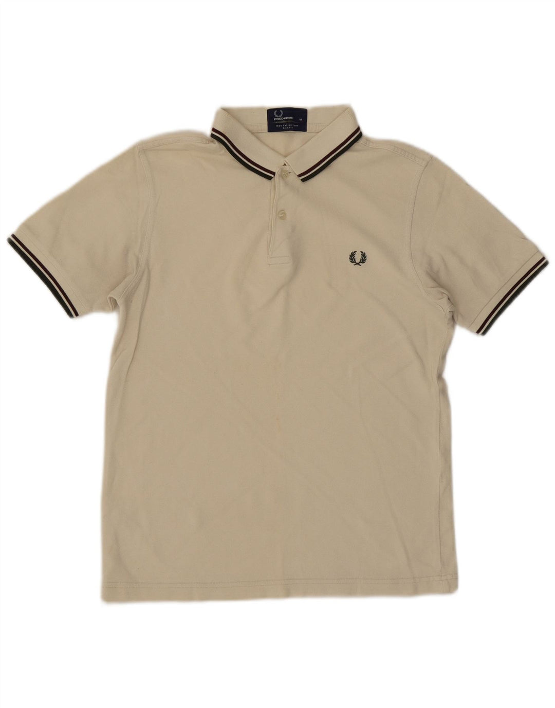 Polo da uomo slim fit Fred Perry in cotone bianco sporco medio