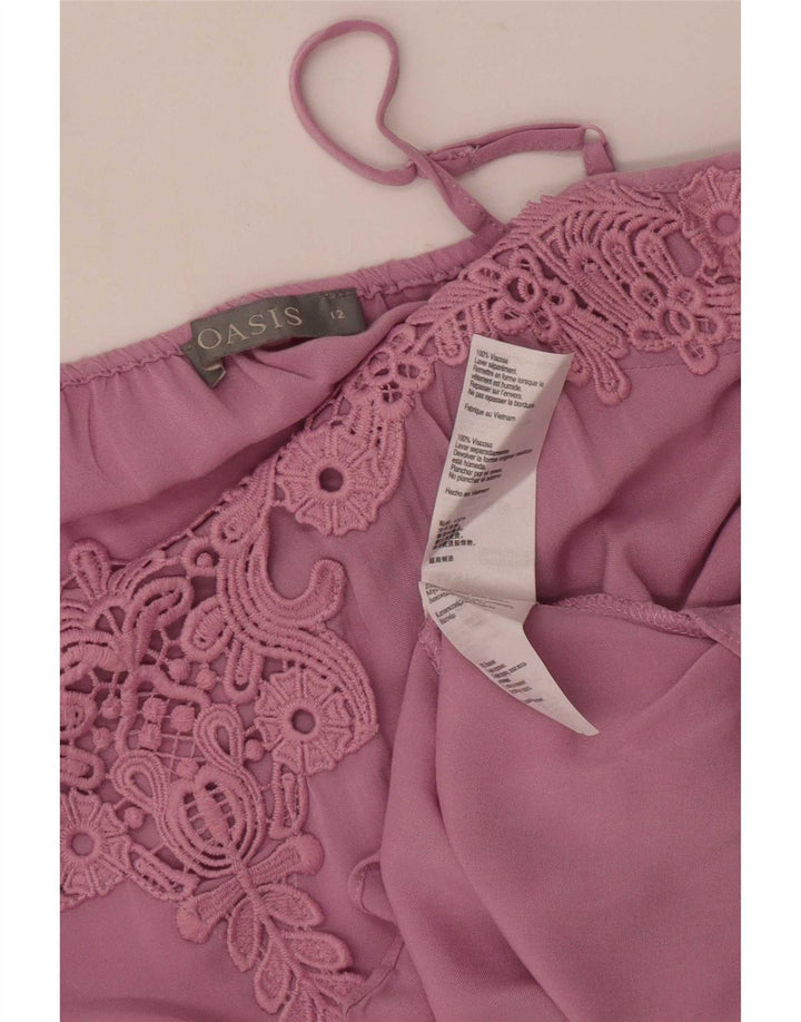Oasis Canotta corta da donna UK 12 Viscosa rosa medio