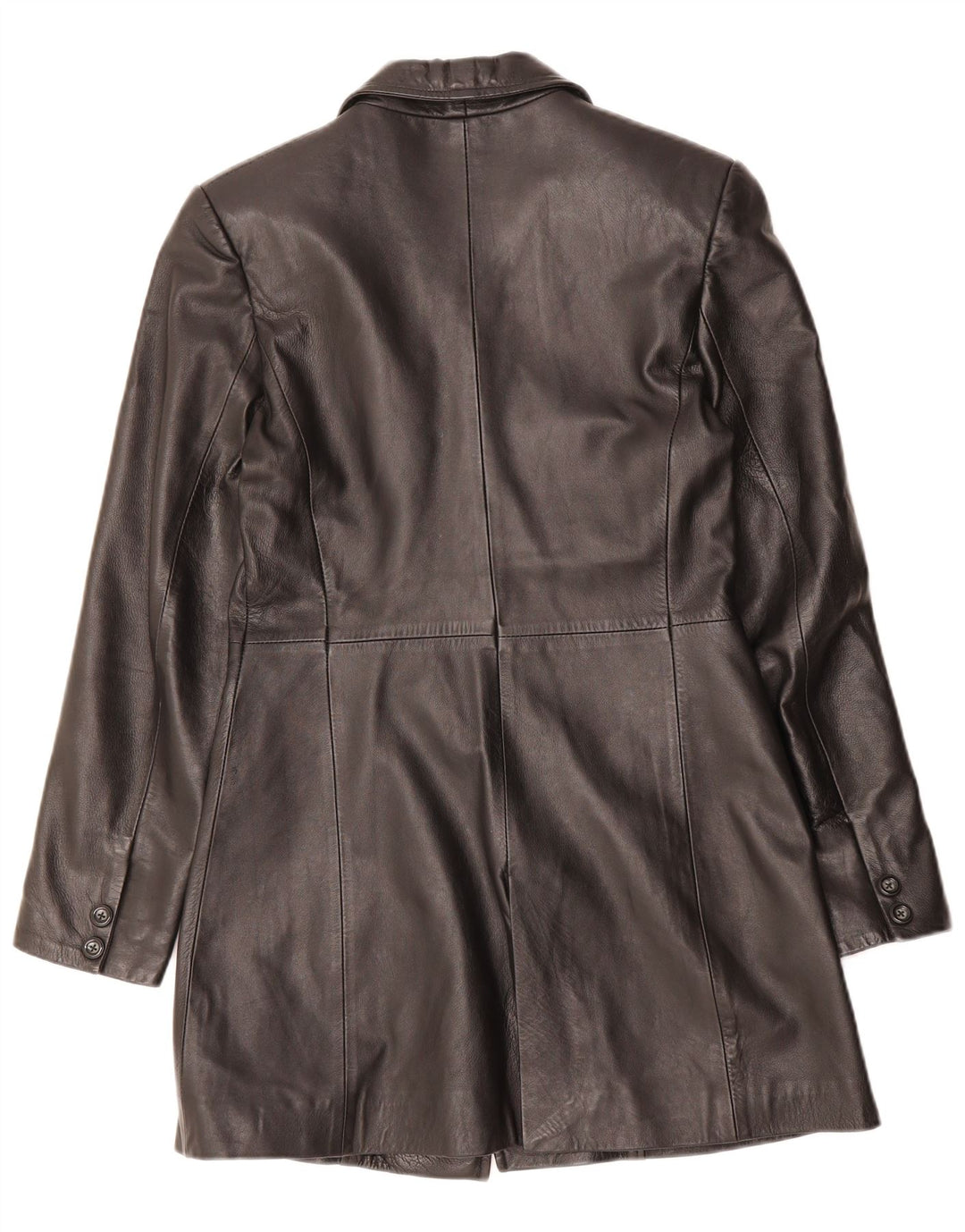 VINTAGE Womens Leather Coat UK 10 Small Black Leather